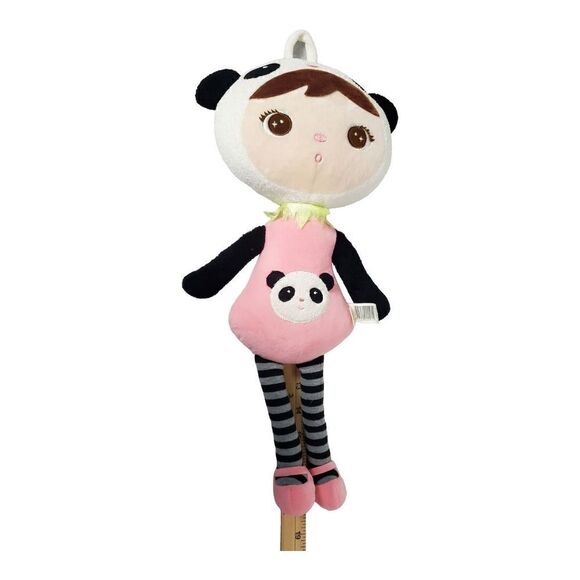 Primo Passi Me Too Plush Jiabo Doll Panda Bear Black Pink Soft Toy Loveable - Picture 10 of 11